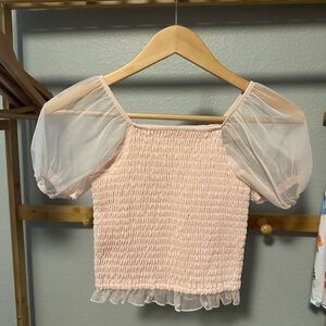 Art Class Light Pink Puff Sleeve Blouse